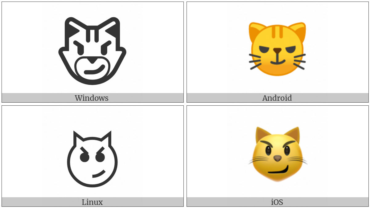 Cat Face With Wry Smile on various operating systems