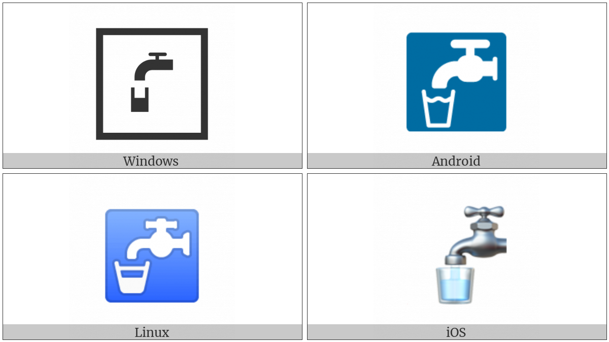 Potable Water Symbol on various operating systems