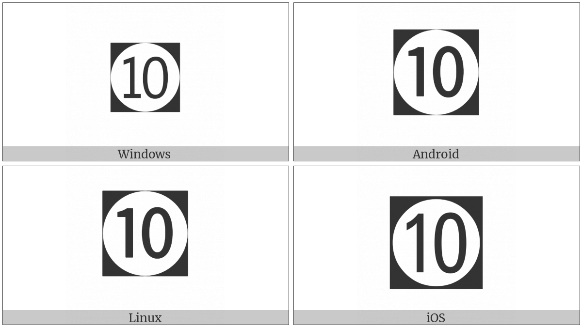 Circled Number Ten On Black Square on various operating systems