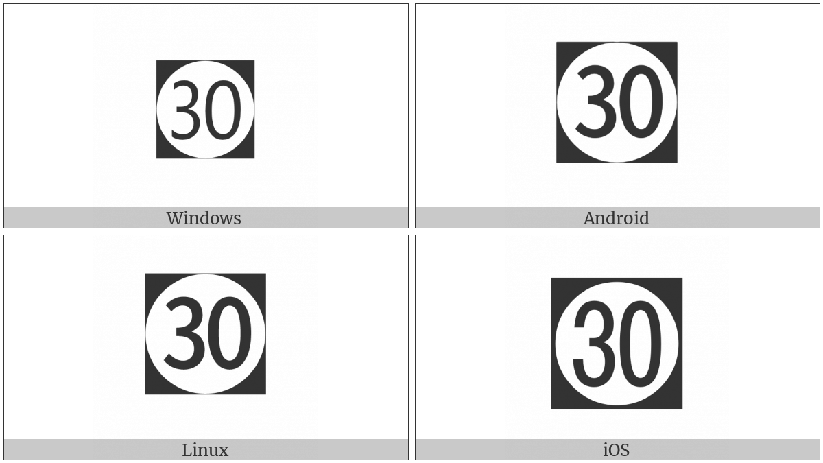 Circled Number Thirty On Black Square on various operating systems