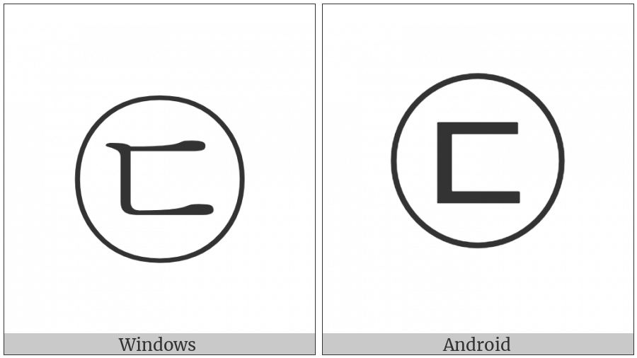 Circled Hangul Tikeut on various operating systems