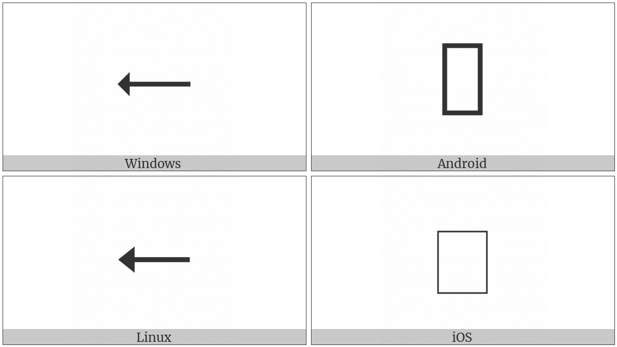 Leftwards Arrow With Small Triangle Arrowhead on various operating systems