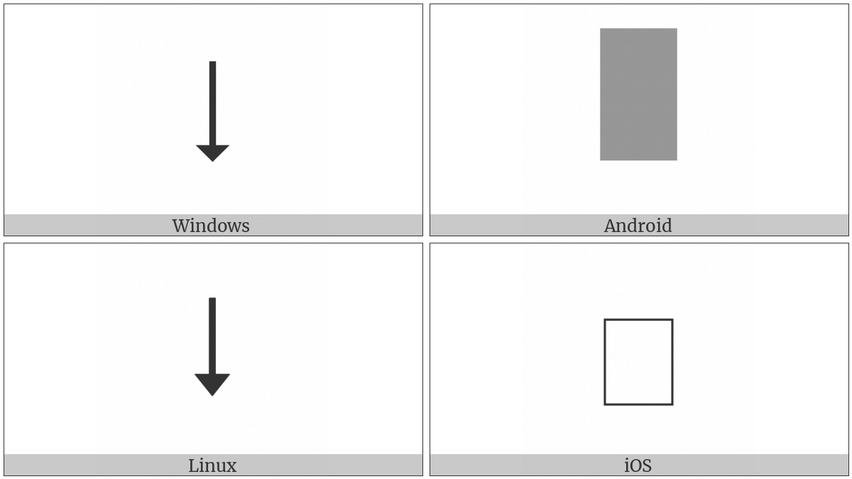 Downwards Arrow With Small Triangle Arrowhead on various operating systems