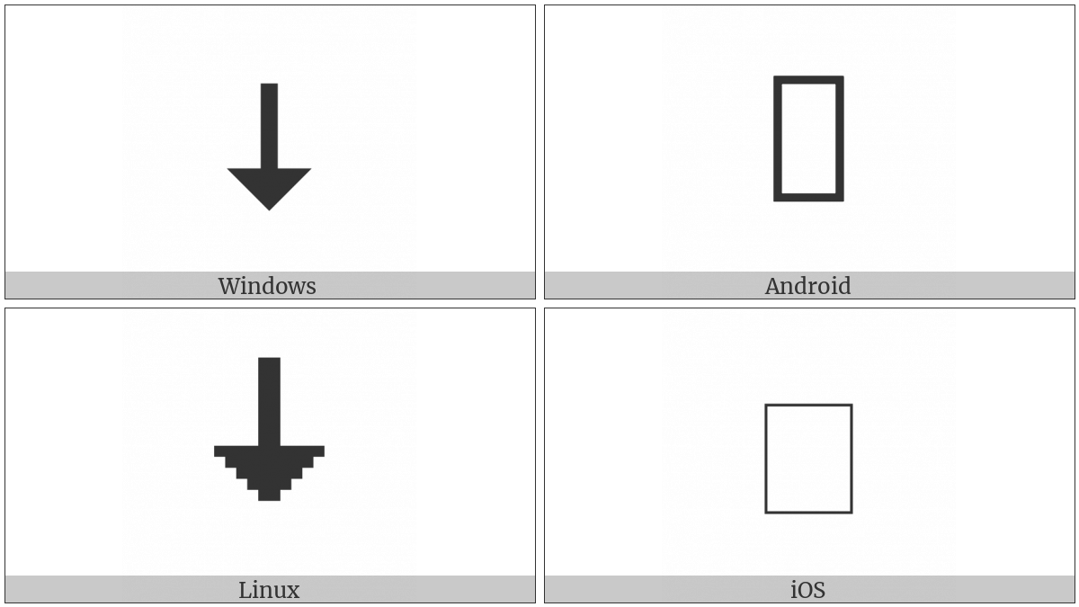 Downwards Arrow With Medium Triangle Arrowhead on various operating systems