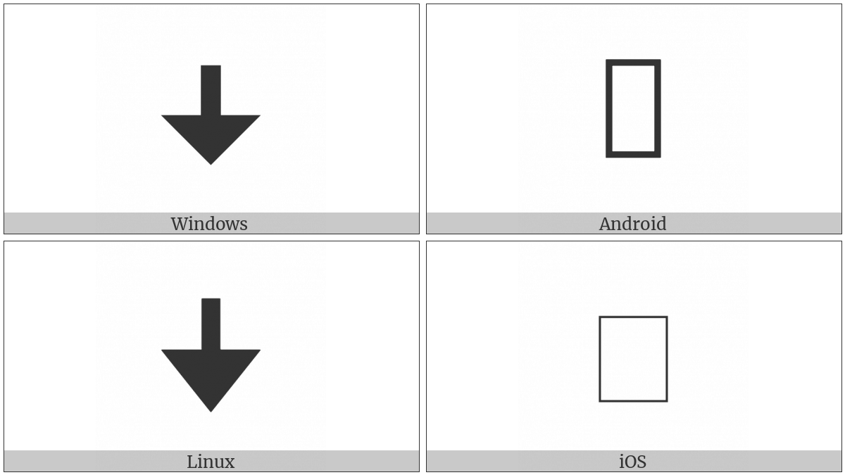 Downwards Arrow With Large Triangle Arrowhead on various operating systems