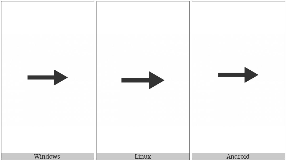 Rightwards Arrow With Equilateral Arrowhead on various operating systems