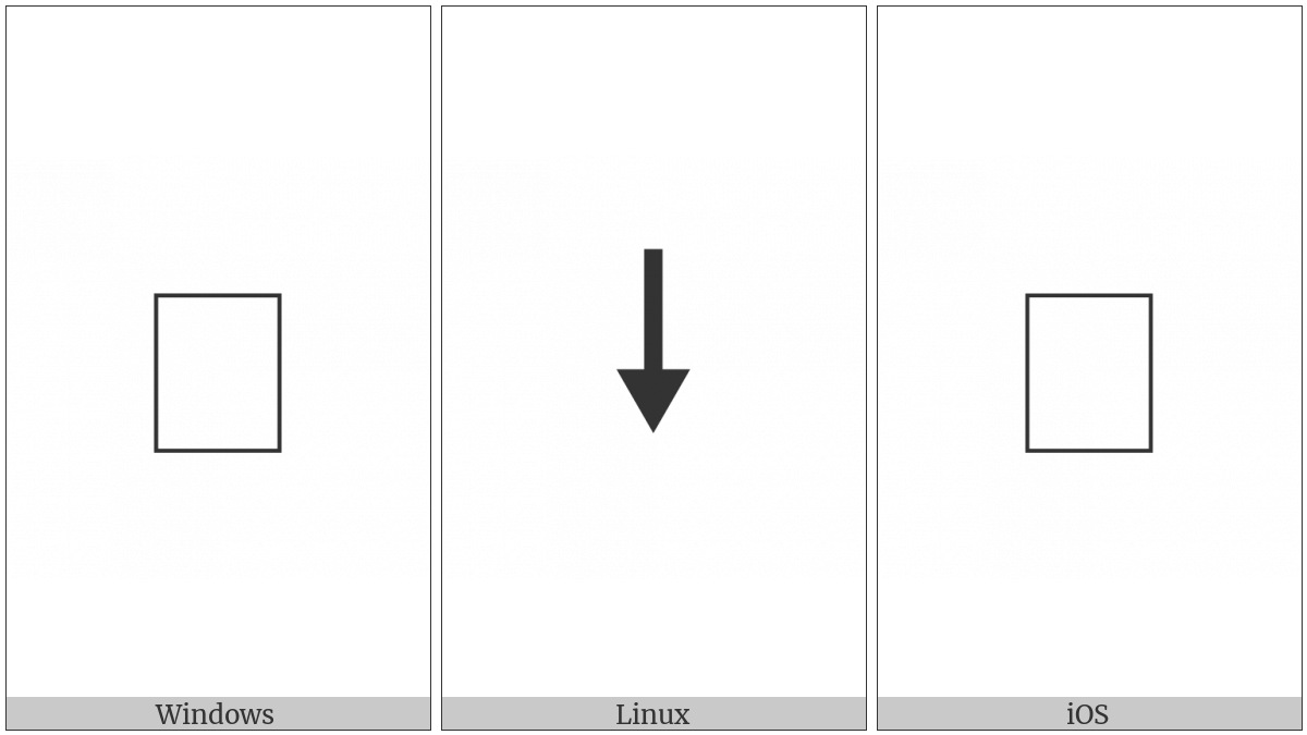 Downwards Arrow With Equilateral Arrowhead on various operating systems