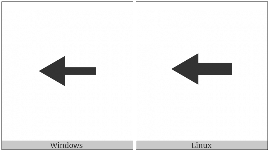 Heavy Leftwards Arrow With Equilateral Arrowhead on various operating systems