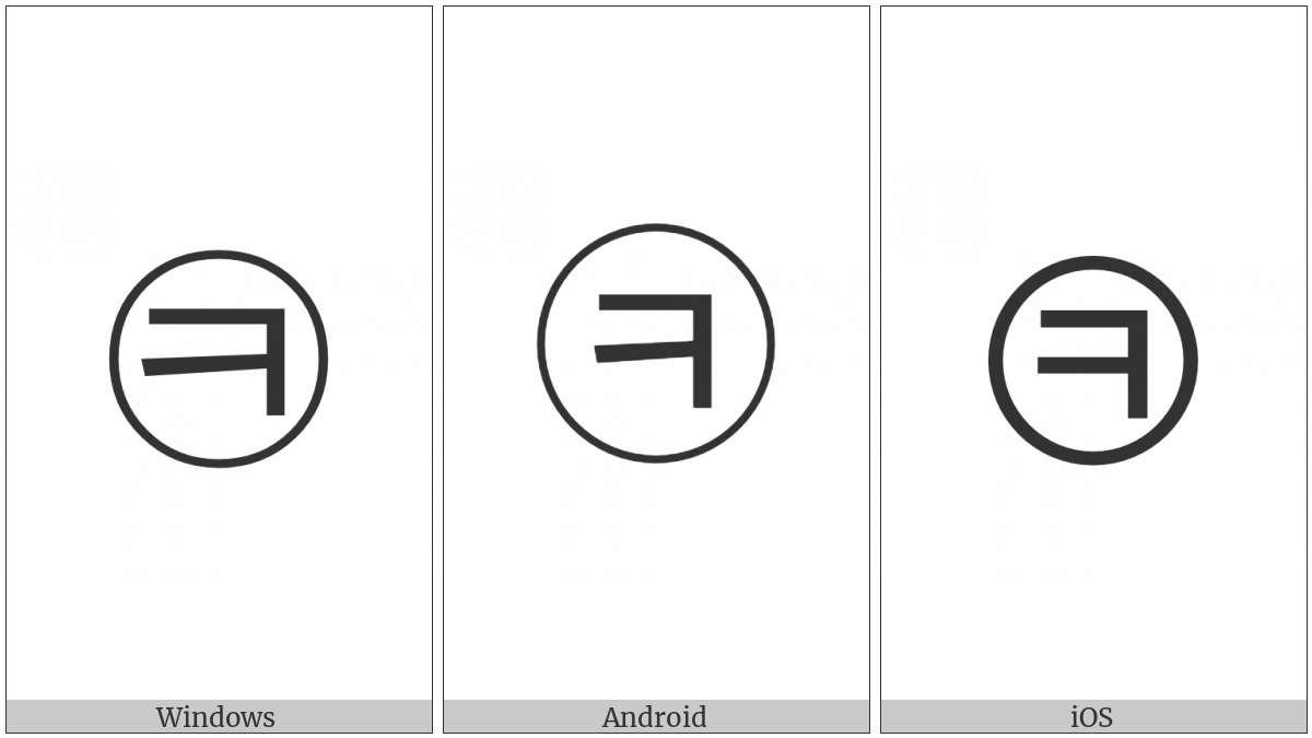 Circled Hangul Khieukh on various operating systems