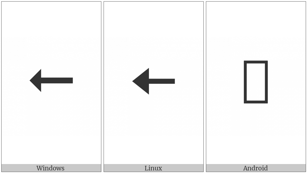 Leftwards Triangle-Headed Arrow With Medium Shaft on various operating systems