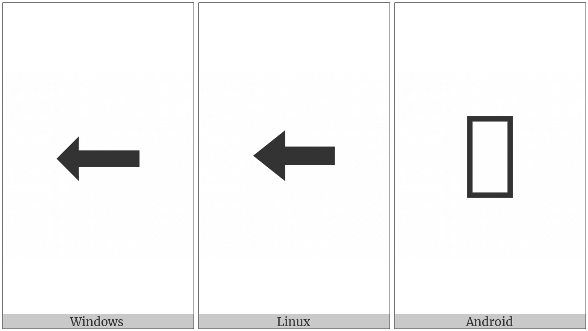 Leftwards Triangle-Headed Arrow With Bold Shaft on various operating systems