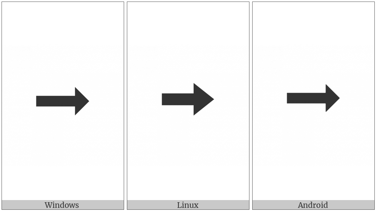 Rightwards Triangle-Headed Arrow With Bold Shaft on various operating systems