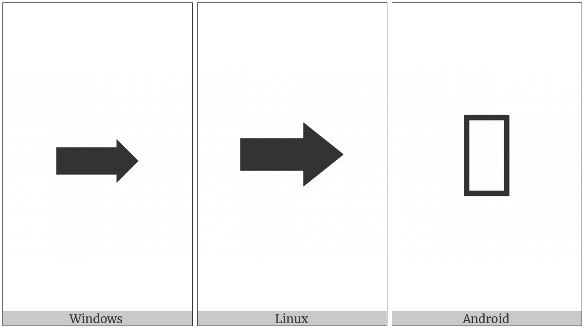 Rightwards Triangle-Headed Arrow With Very Heavy Shaft on various operating systems