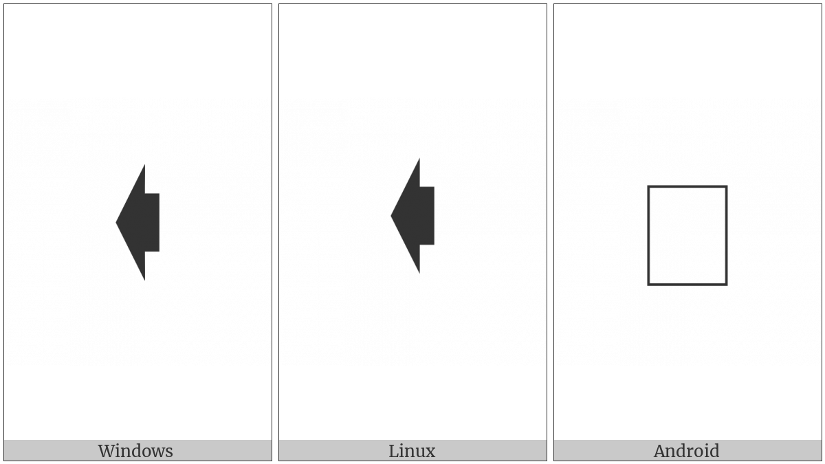 Leftwards Compressed Arrow on various operating systems