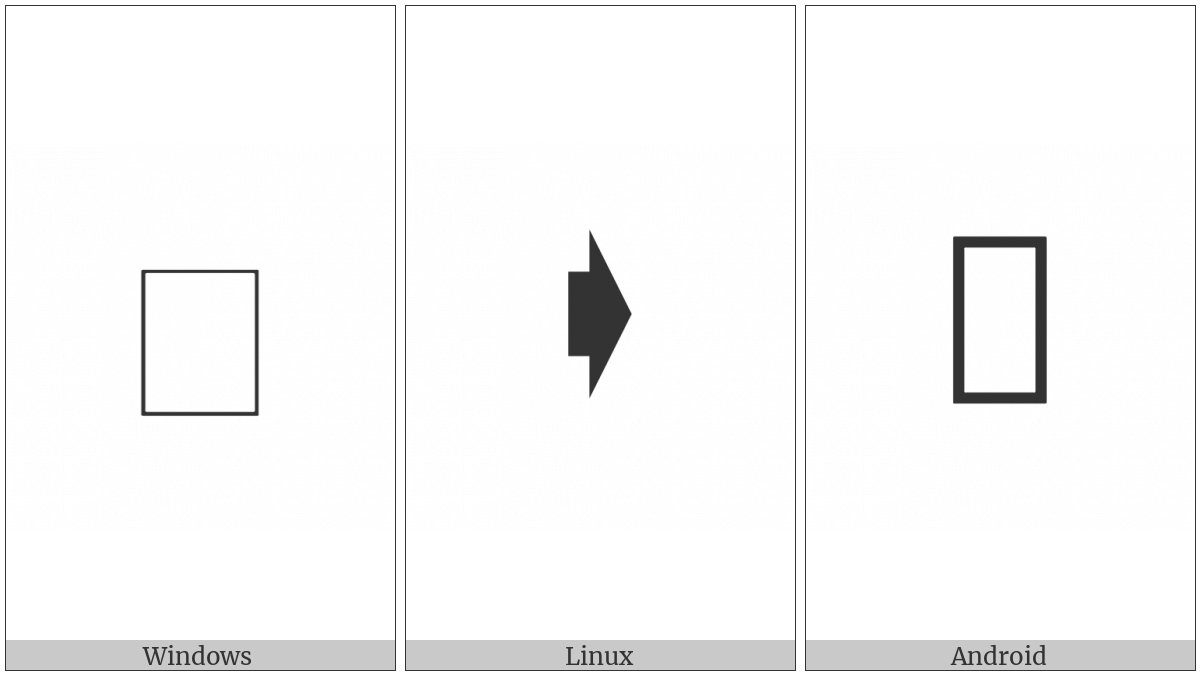 Rightwards Compressed Arrow on various operating systems