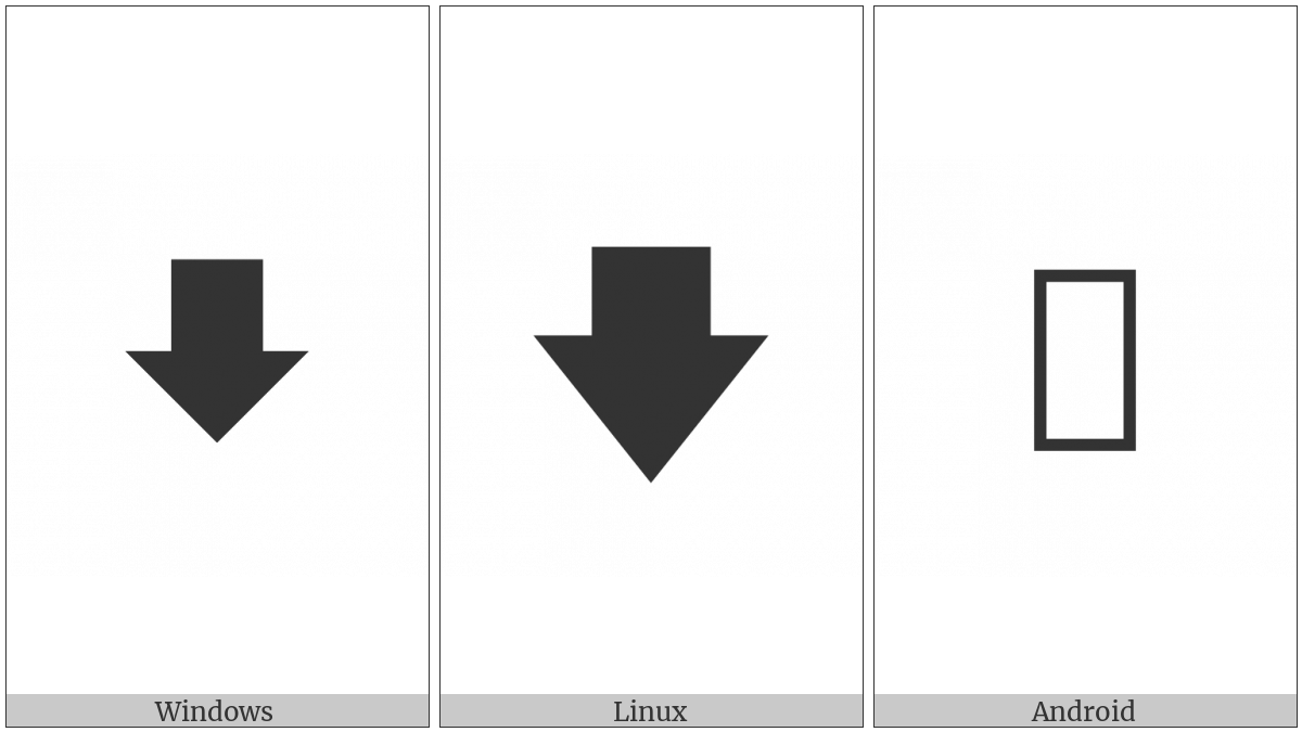 Downwards Heavy Arrow on various operating systems