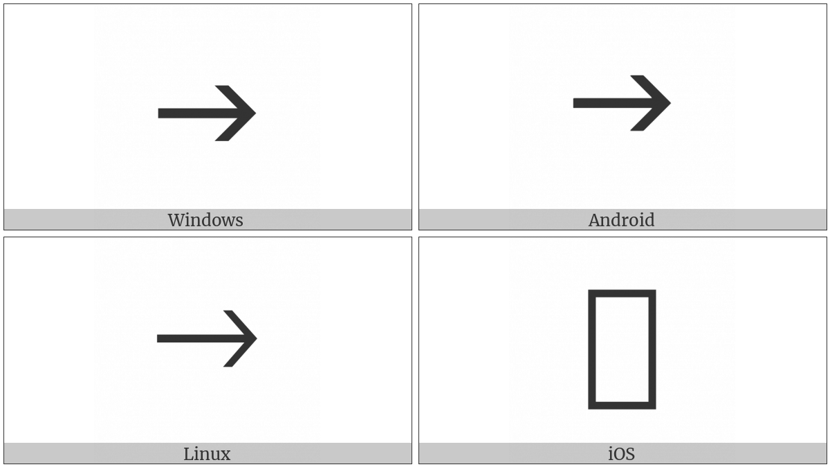 Rightwards Sans-Serif Arrow on various operating systems