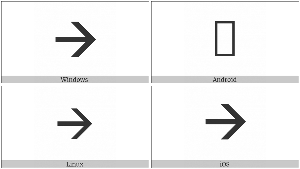 Wide-Headed Rightwards Barb Arrow on various operating systems