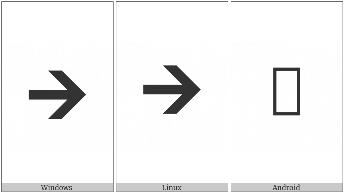 Wide-Headed Rightwards Medium Barb Arrow on various operating systems