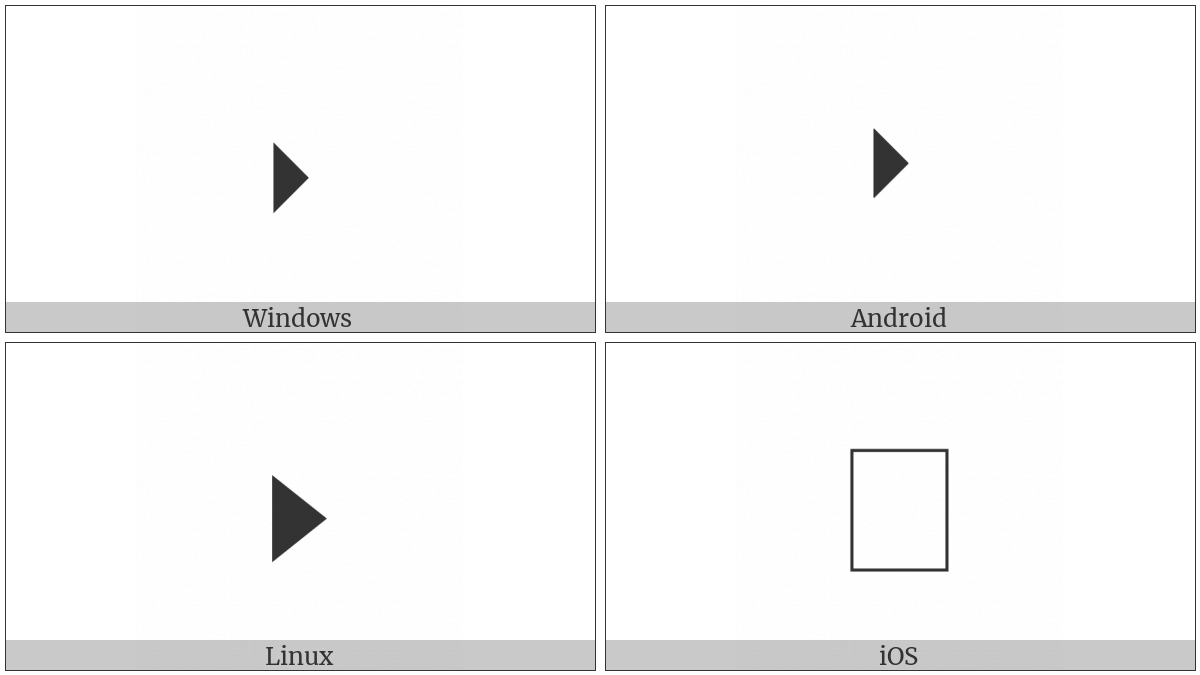 Rightwards Triangle Arrowhead on various operating systems