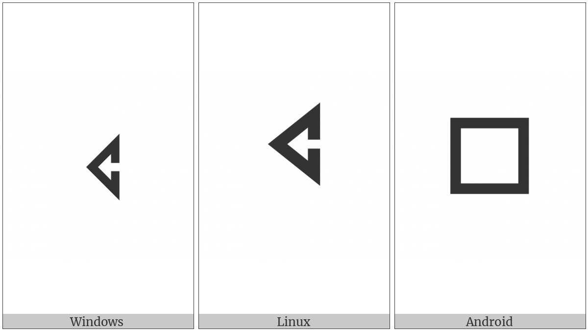 Leftwards White Arrow Within Triangle Arrowhead on various operating systems