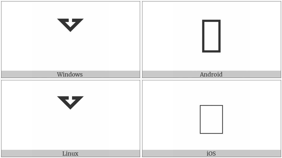 Downwards White Arrow Within Triangle Arrowhead on various operating systems