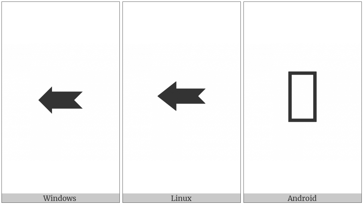 Leftwards Arrow With Notched Tail on various operating systems