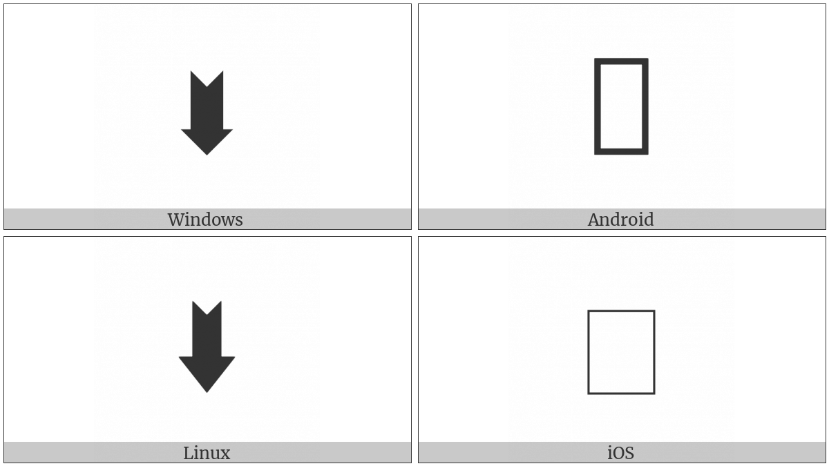 Downwards Arrow With Notched Tail on various operating systems