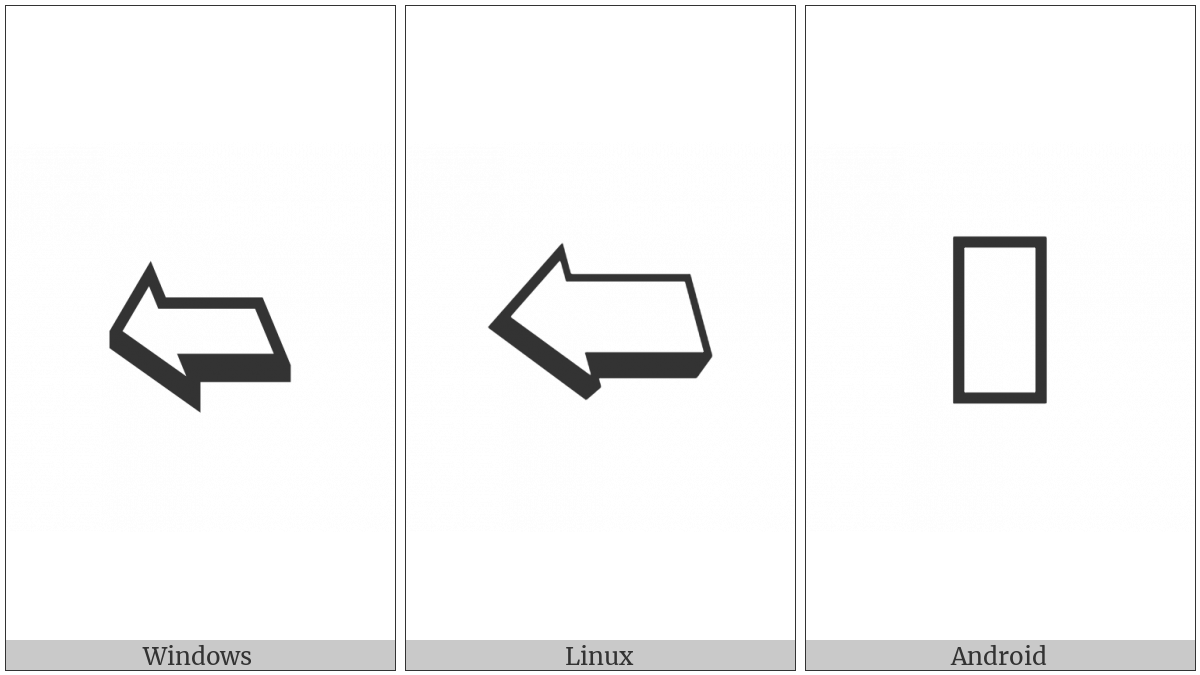 Leftwards Back-Tilted Shadowed White Arrow on various operating systems