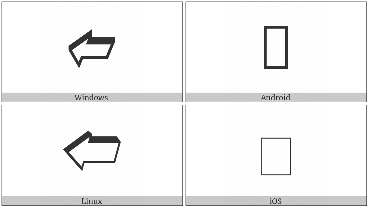 Leftwards Front-Tilted Shadowed White Arrow on various operating systems