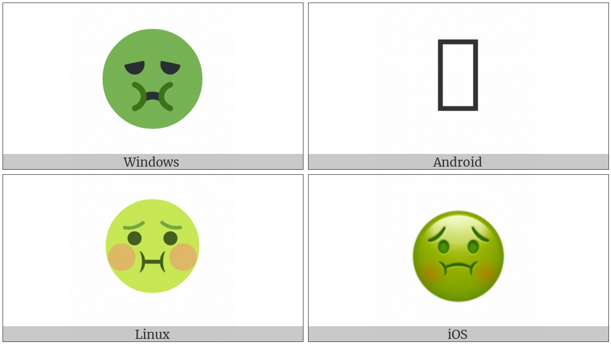 Nauseated Face on various operating systems