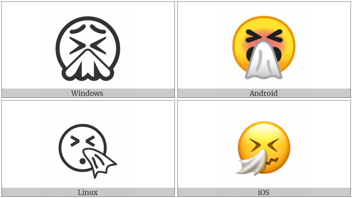 Sneezing Face on various operating systems