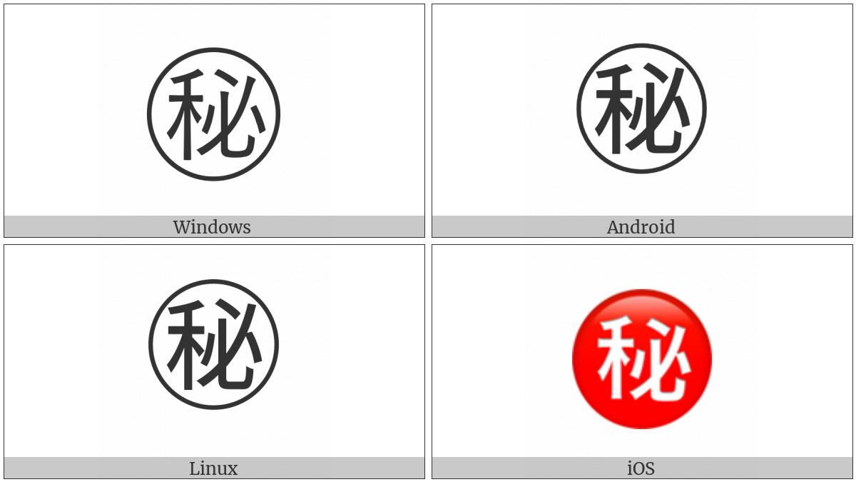 Circled Ideograph Secret on various operating systems