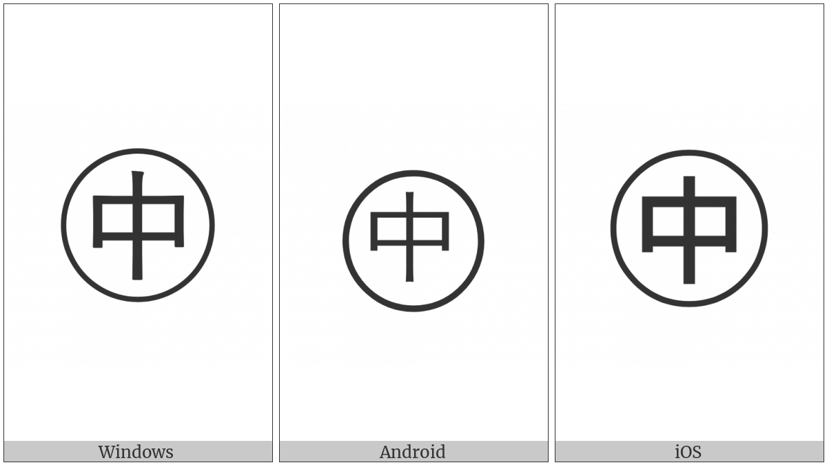 Circled Ideograph Centre on various operating systems