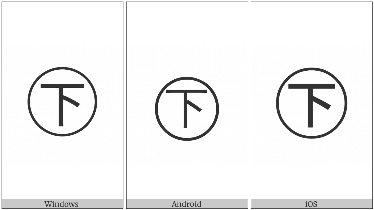 Circled Ideograph Low on various operating systems