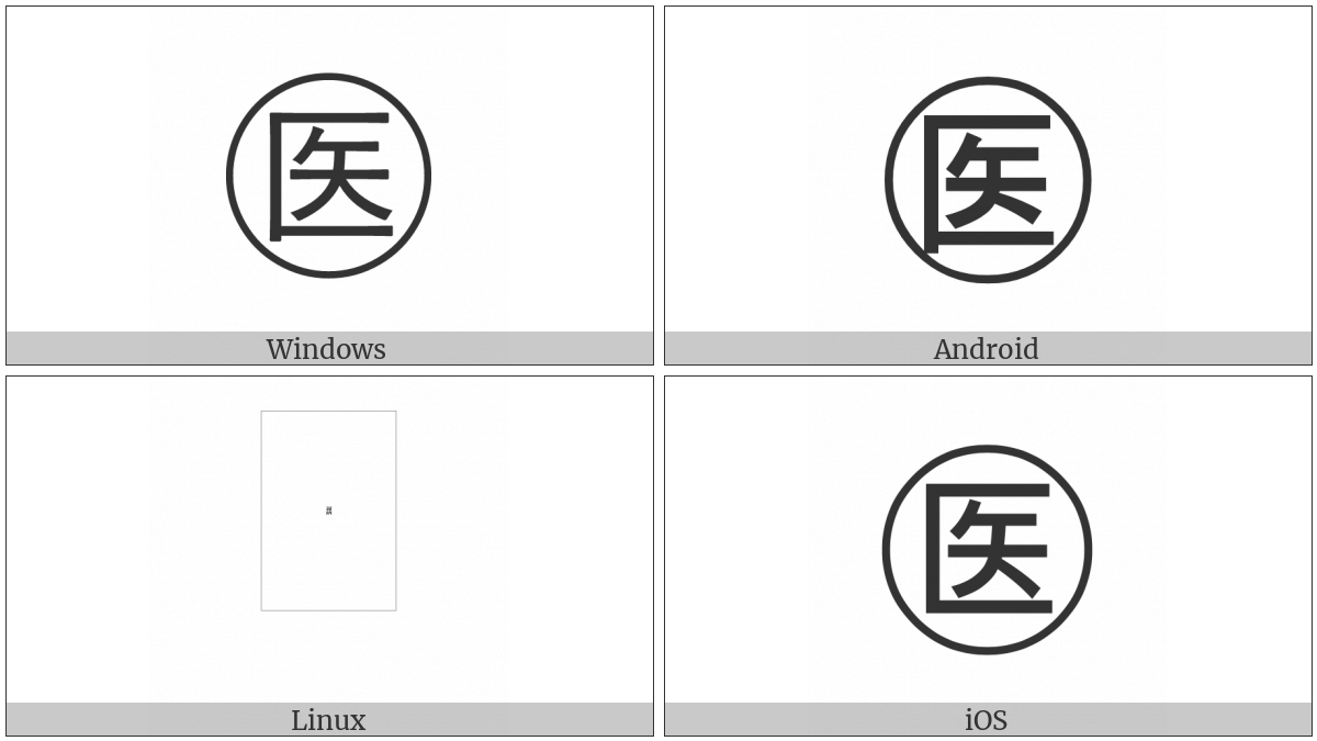 Circled Ideograph Medicine on various operating systems