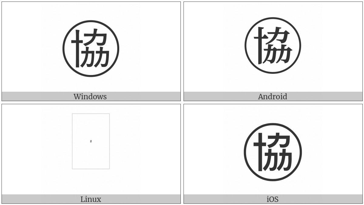 Circled Ideograph Alliance on various operating systems