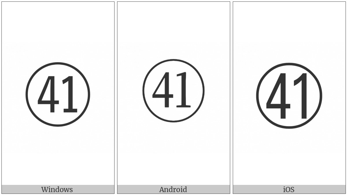 Circled Number Forty One on various operating systems