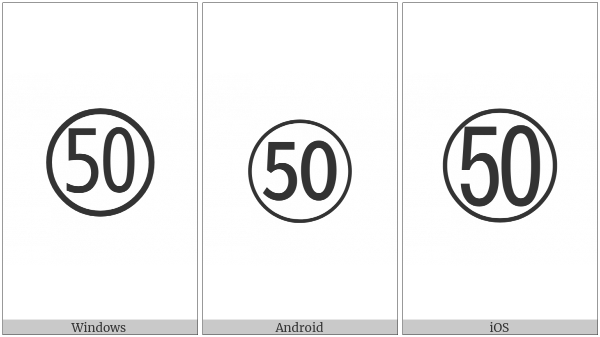 Circled Number Fifty on various operating systems