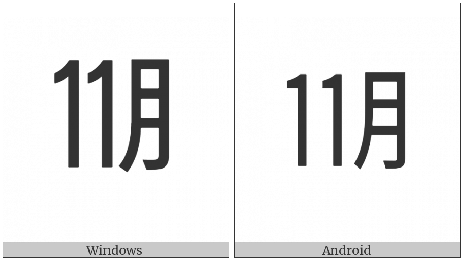 Ideographic Telegraph Symbol For November on various operating systems