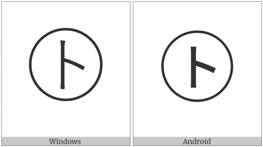 Circled Katakana To on various operating systems