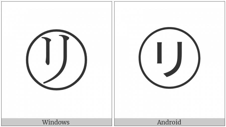 Circled Katakana Ri on various operating systems