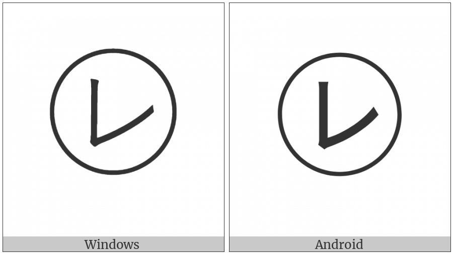 Circled Katakana Re on various operating systems