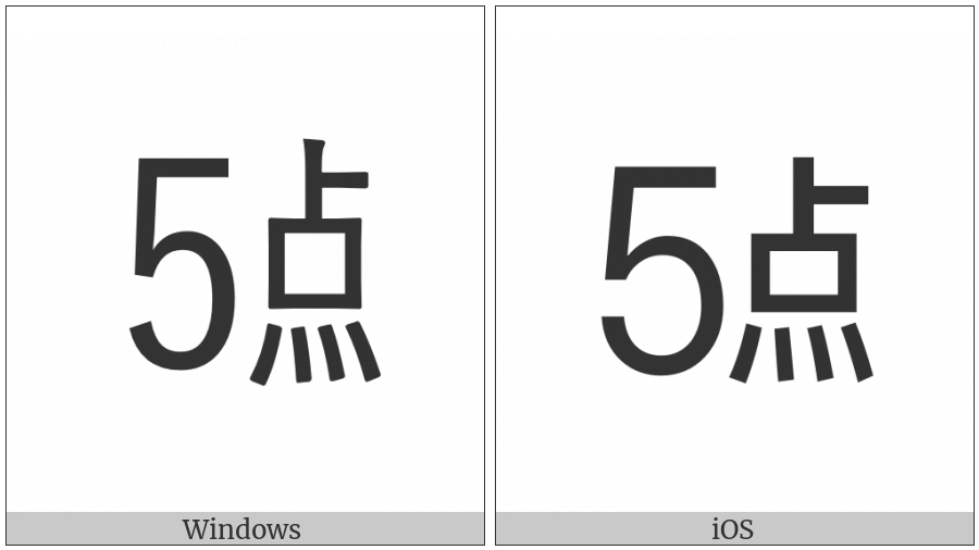 Ideographic Telegraph Symbol For Hour Five on various operating systems