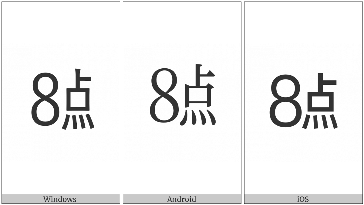 Ideographic Telegraph Symbol For Hour Eight on various operating systems