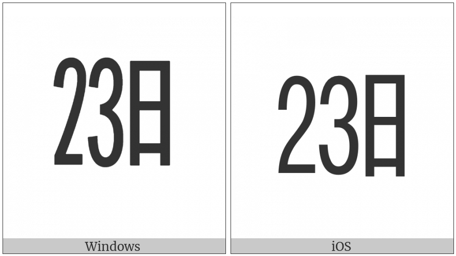 Ideographic Telegraph Symbol For Day Twenty-Three on various operating systems