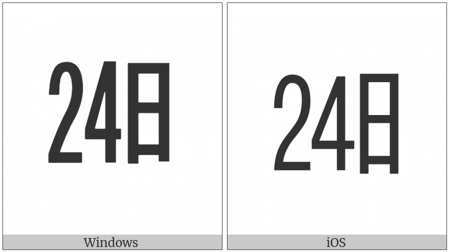 Ideographic Telegraph Symbol For Day Twenty-Four on various operating systems