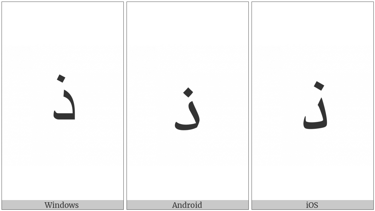 Arabic Letter Thal on various operating systems