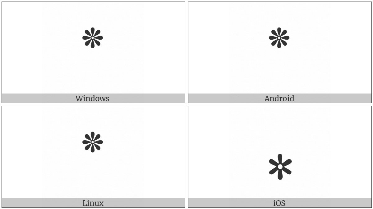 Arabic Five Pointed Star on various operating systems