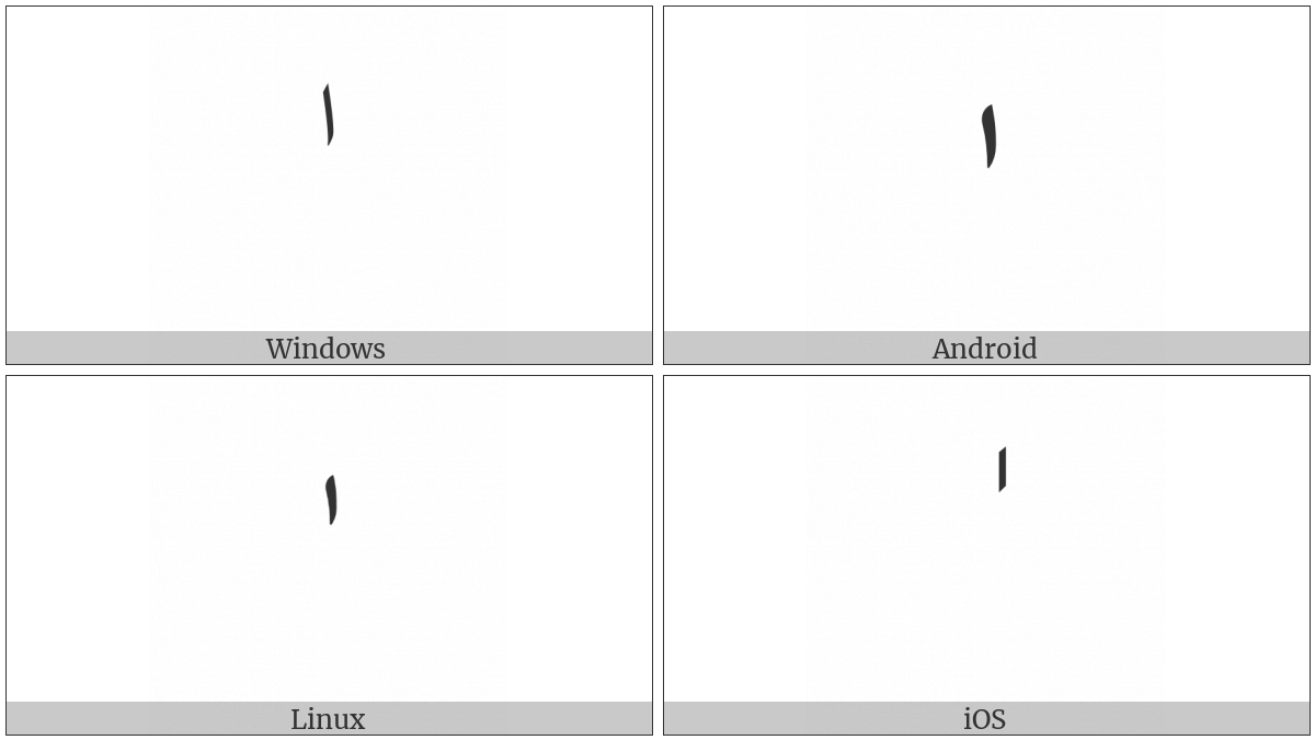 Arabic Letter Superscript Alef on various operating systems